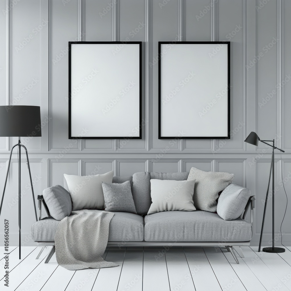 Grey Living Room Mockup. Grey Living Room Mockup.