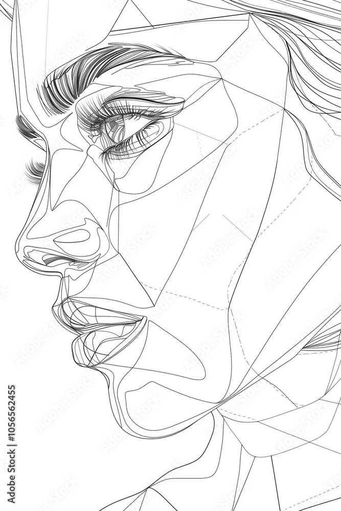 Stunning line drawings with geometric shapes for beauty and fashion concepts Stunning line drawings with geometric shapes for beauty and fashion concepts