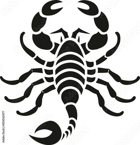 Scorpion in a stance ready to attack with its sting black and white design.