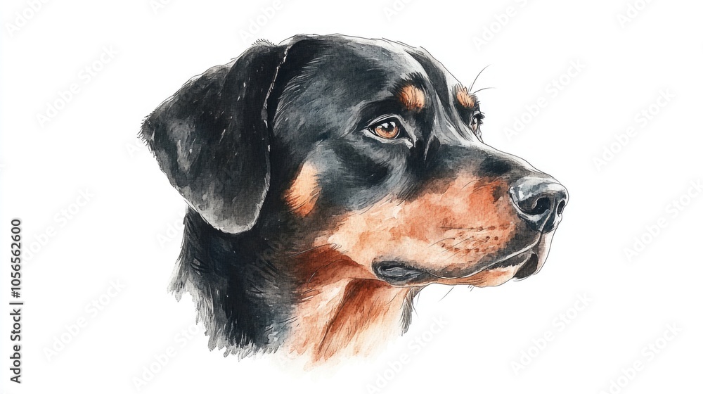 Black and brown dog on white background Black and brown dog on white background