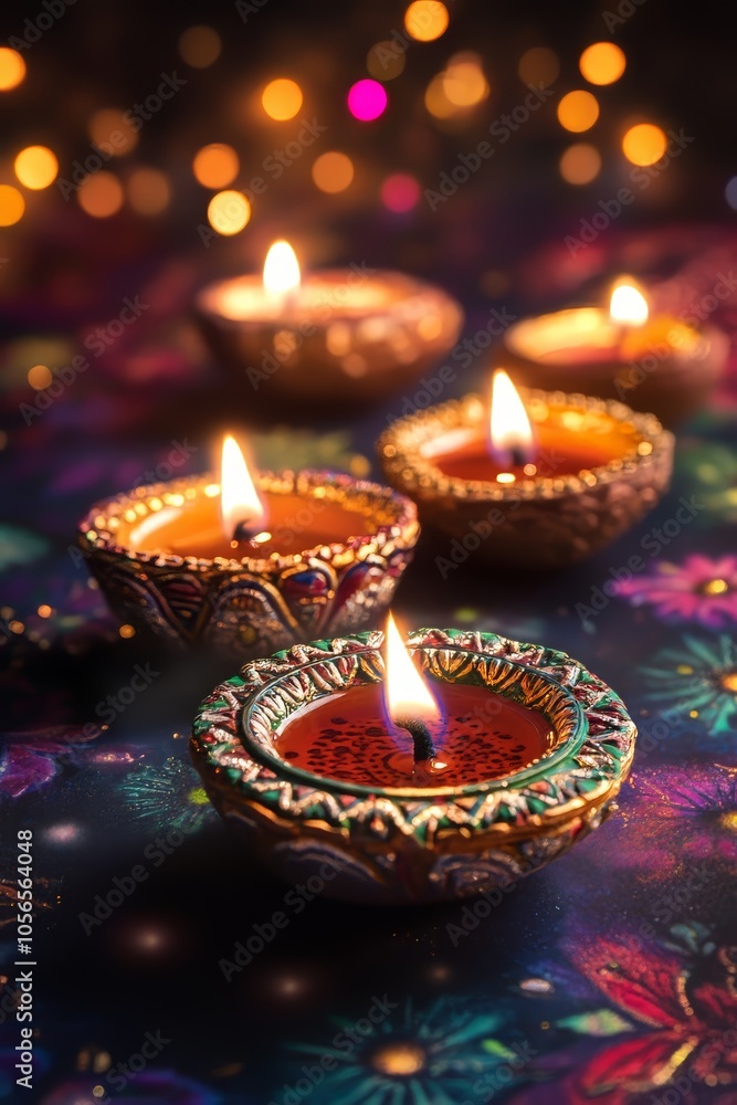 Festive Diwali decorations in a poster format Festive Diwali decorations in a poster format