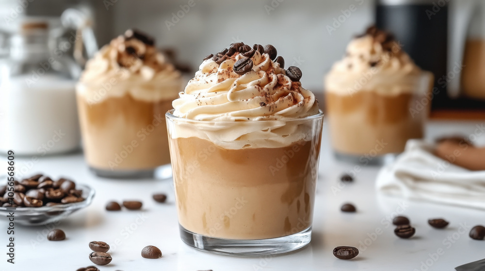 Coffee Recipe on a clean white table in a kitchen Coffee Recipe on a clean white table in a kitchen