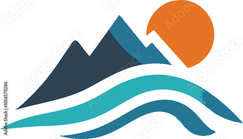 Wave-like mountain logo. Colorful logo for personal branding  photo