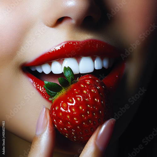 Sexy Woman Eating Strawberry