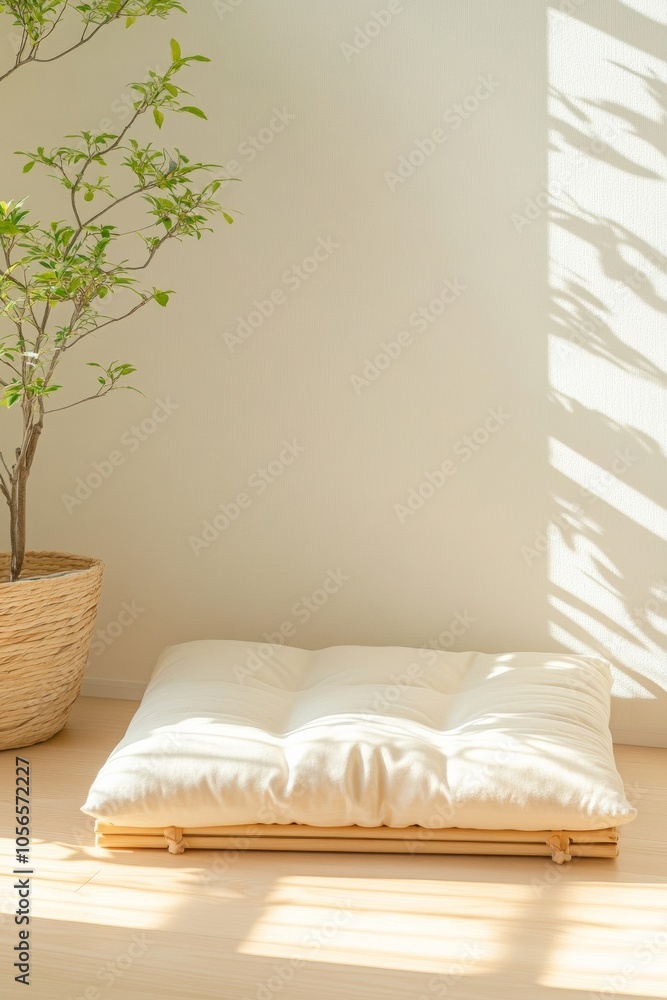 Tranquil Minimalist Futon Bedroom Embrace Natural Light and Texture for Serene Easter and Earth Day Ambiance Tranquil Minimalist Futon Bedroom Embrace Natural Light and Texture for Serene Easter and Earth Day Ambiance