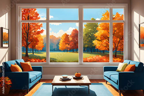 Illustration-style design, the feeling of the season when summer is gone and the chilly fall is approaching