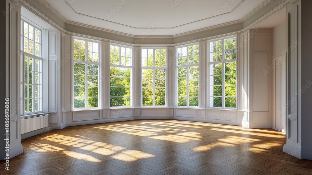 A large room with a lot of windows and a lot of natural light. The room is empty and has a very clean and open feel to it A large room with a lot of windows and a lot of natural light. The room is empty and has a very clean and open feel to it