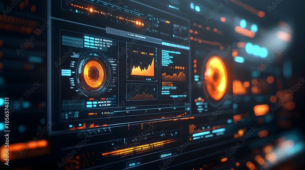 Futuristic High Tech Power Grid Interface Displaying Real Time Data Analysis and Market Trends Futuristic High Tech Power Grid Interface Displaying Real Time Data Analysis and Market Trends