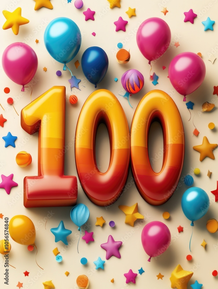 Number surrounded by balloons and stars Number surrounded by balloons and stars