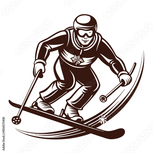 Ski vector silhouette.