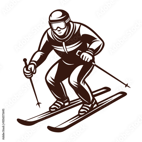 Ski vector silhouette.