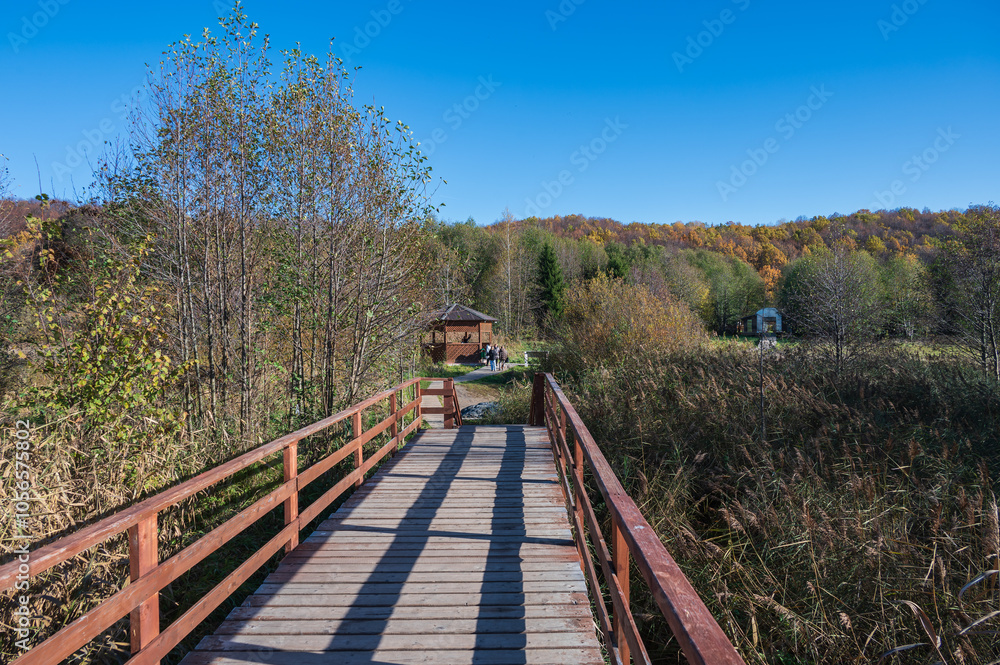 Fototapeta premium A legendary twelve-ton boulder Blue stone in the National Park 