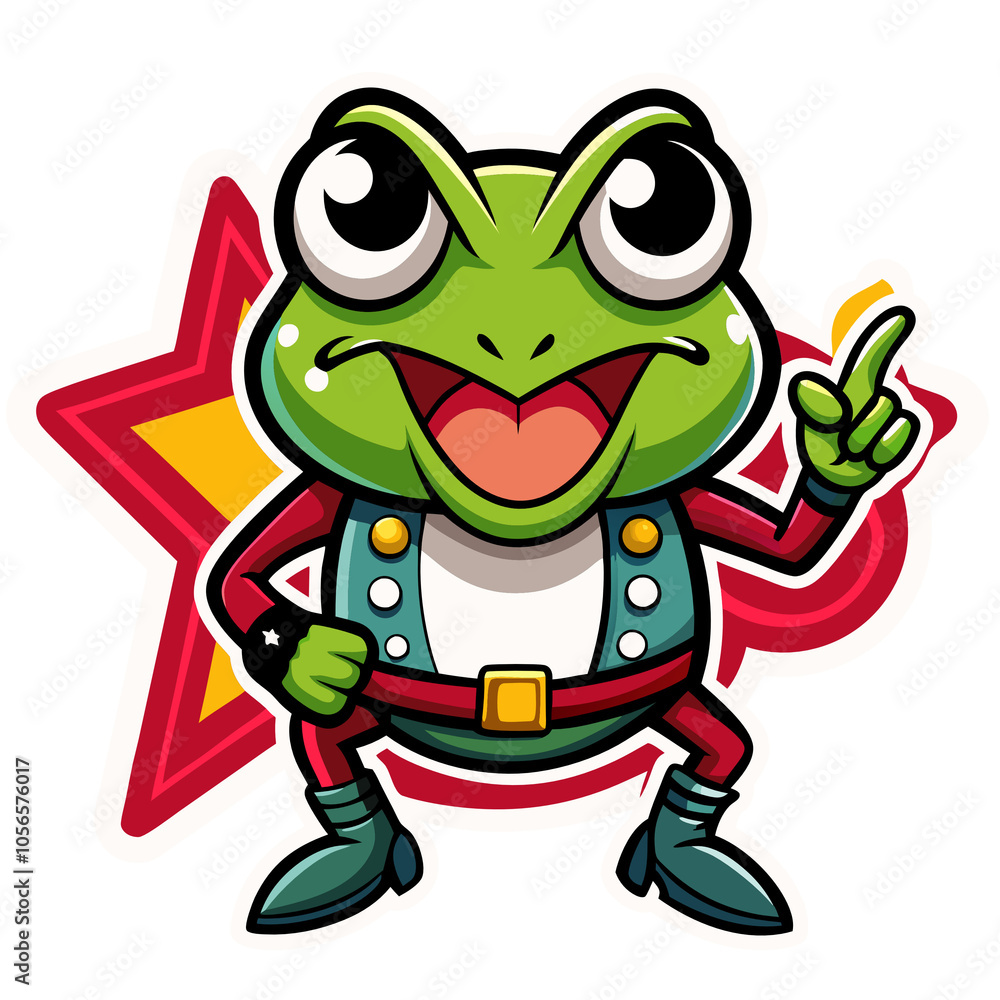 rocker star frog cute sticker rocker star frog cute sticker
