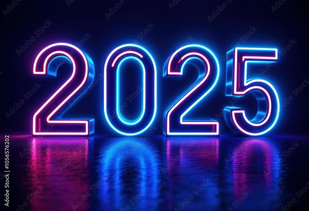 Futuristic Neon Sign with Glowing 2025 in Purple and Blue Gradient Futuristic Neon Sign with Glowing 2025 in Purple and Blue Gradient