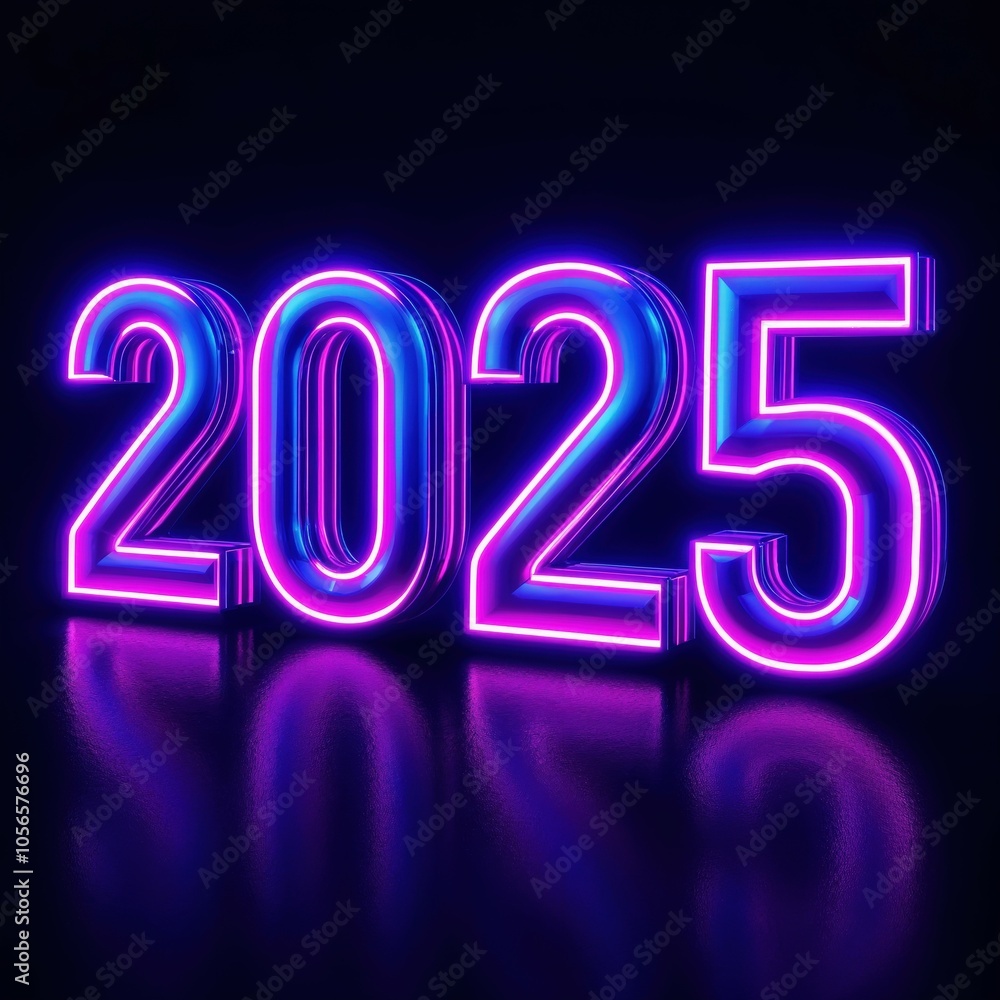 Futuristic Neon Sign with Glowing 2025 in Purple and Blue Gradient Futuristic Neon Sign with Glowing 2025 in Purple and Blue Gradient
