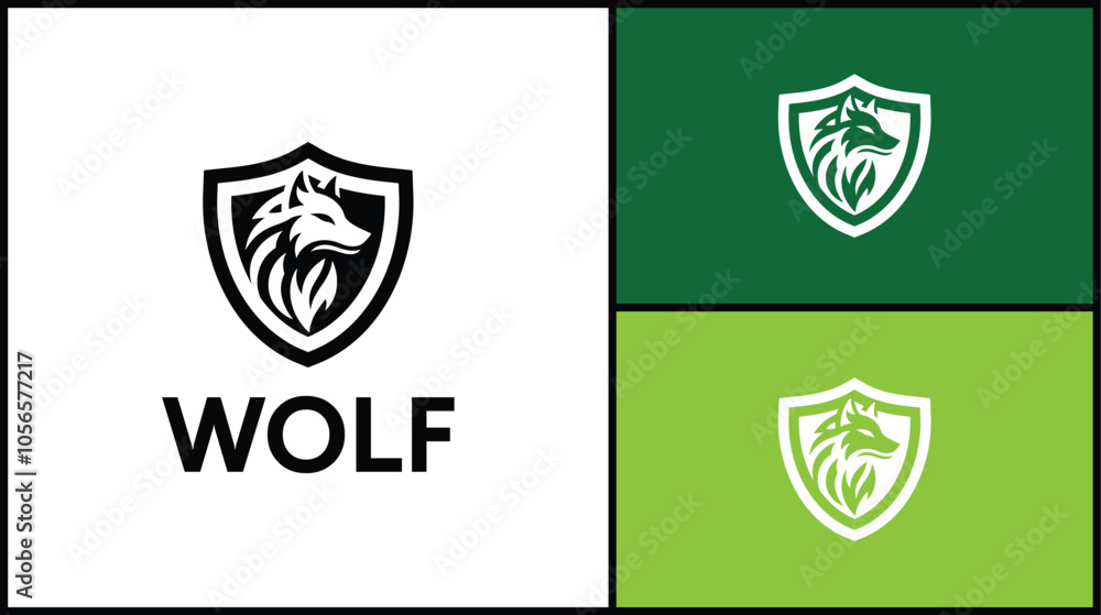 wolf head vector with shield logo design wolf head vector with shield logo design