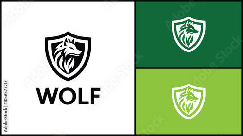 wolf head vector with shield logo design