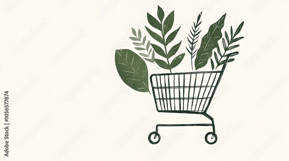 Online Shopping Cart with Sustainable Items and Green Monday Discount Banner Online Shopping Cart with Sustainable Items and Green Monday Discount Banner
