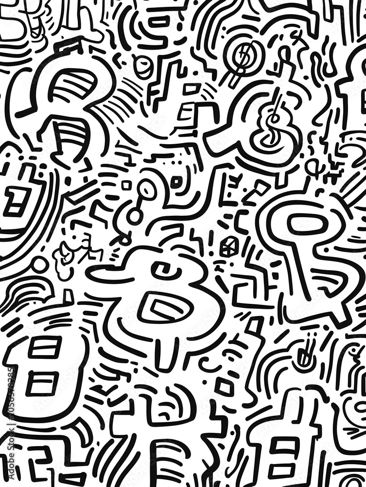 dollar production, coins, stock graphs, and Bitcoin in various creative graphic styles dollar production, coins, stock graphs, and Bitcoin in various creative graphic styles