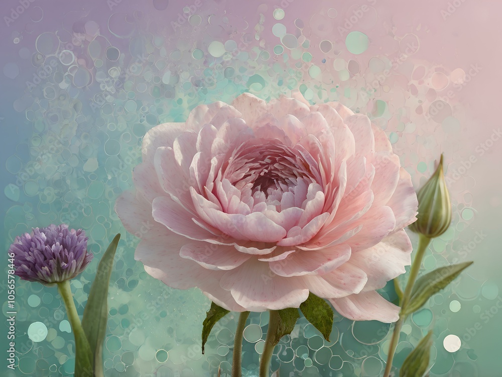 Pink rose flower with colorful blurred background Pink rose flower with colorful blurred background