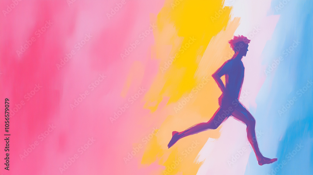 Runner Silhouette Against Vibrant Gradient Background Runner Silhouette Against Vibrant Gradient Background