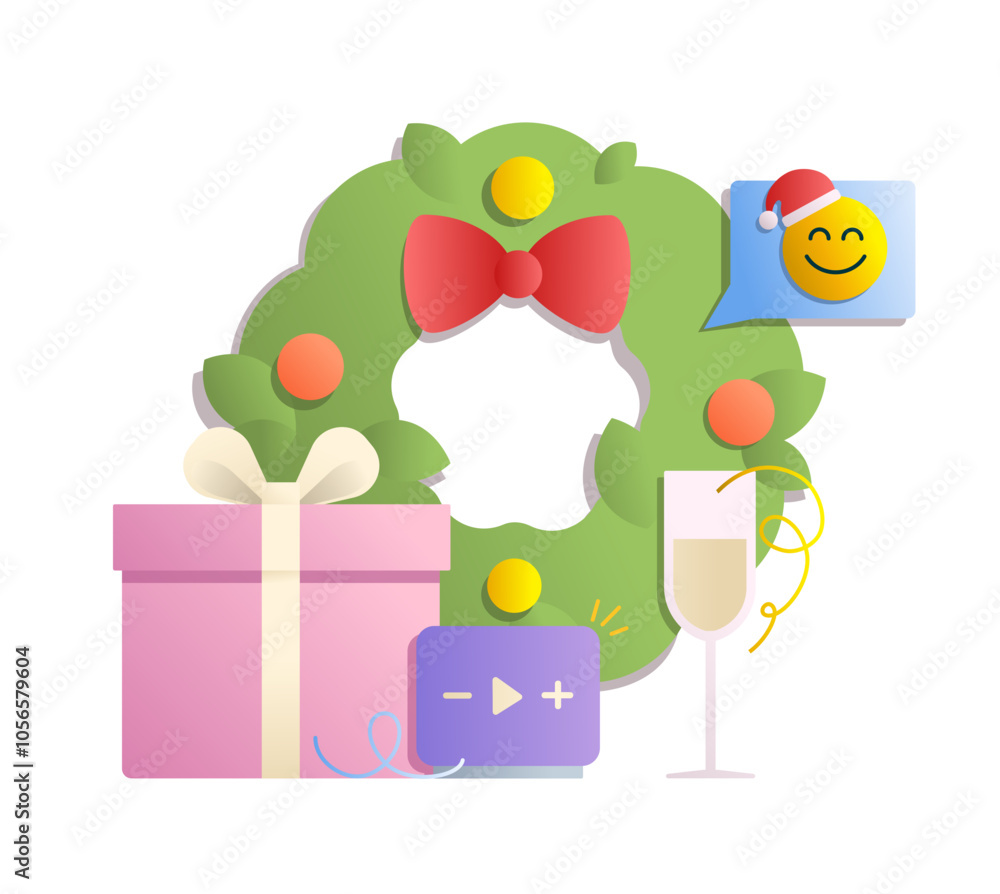 Christmas with a wreath Christmas with a wreath