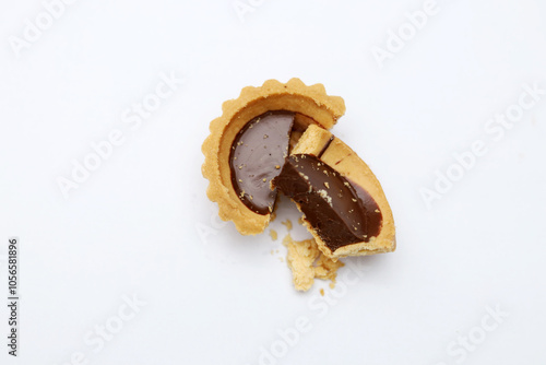 Tart chocolate isolated on white, selective focus on subject photo