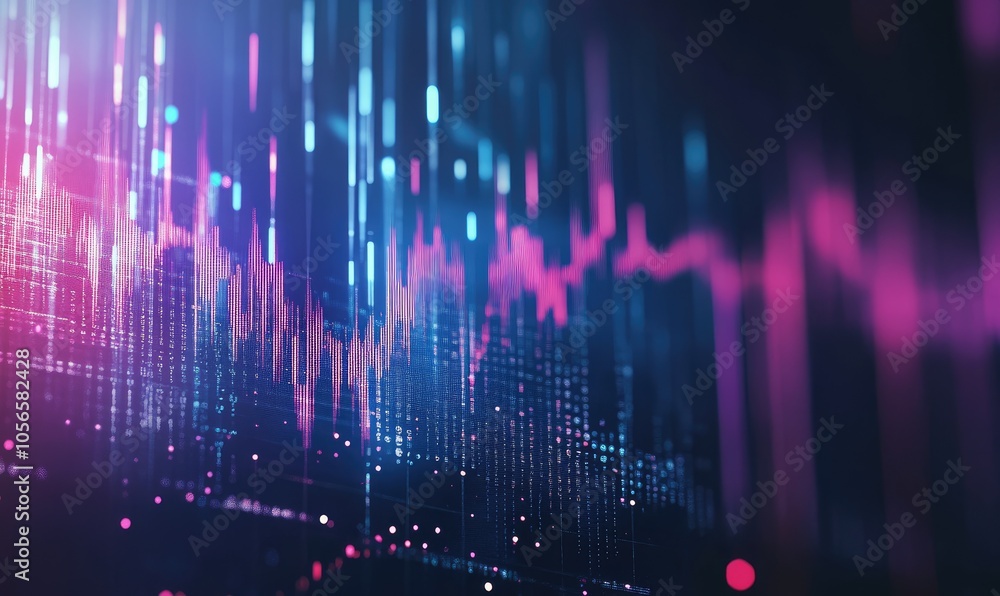 Abstract Digital Data Visualization with Pink and Blue Lights Abstract Digital Data Visualization with Pink and Blue Lights