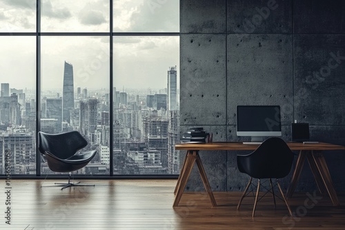 Modern Office Space with City View photo