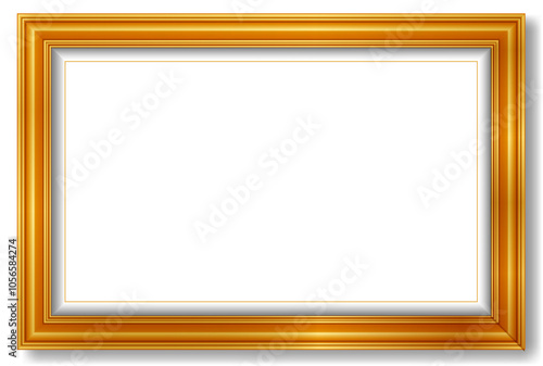 An Illustration elegant gold picture frame super realistic shape. Approximate frame size 330x220 cm, resolution 72 dpi. This image is NOT generated by Ai. The vector version is available in my gallery