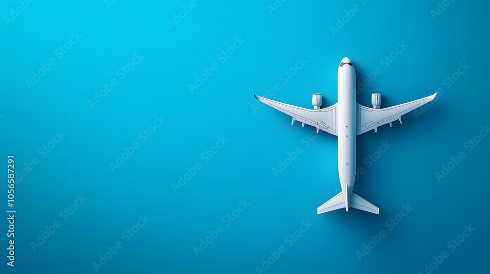 Flat lay design of travel concept with plane on blue background with copy space. Flat lay design of travel concept with plane on blue background with copy space.