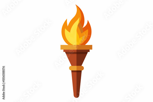 Torch light bamboo traditional symbol cartoon illustration vector