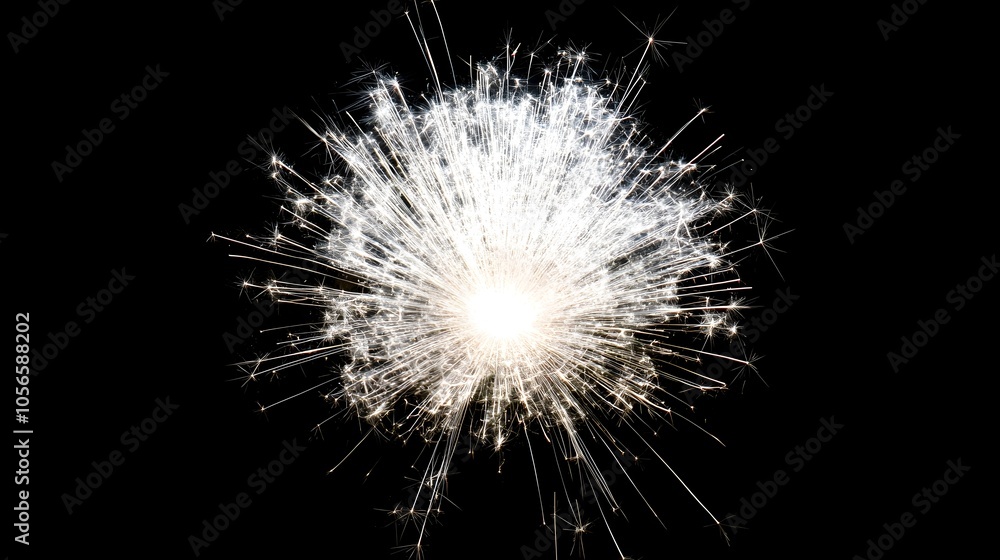 Mesmerizing Firework Burst Expanding in Intricate Sparkles against Dark Night Sky Mesmerizing Firework Burst Expanding in Intricate Sparkles against Dark Night Sky