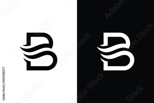 Initial Letter B, Combination of Seawater Sea Wave Logo Design Inspiration