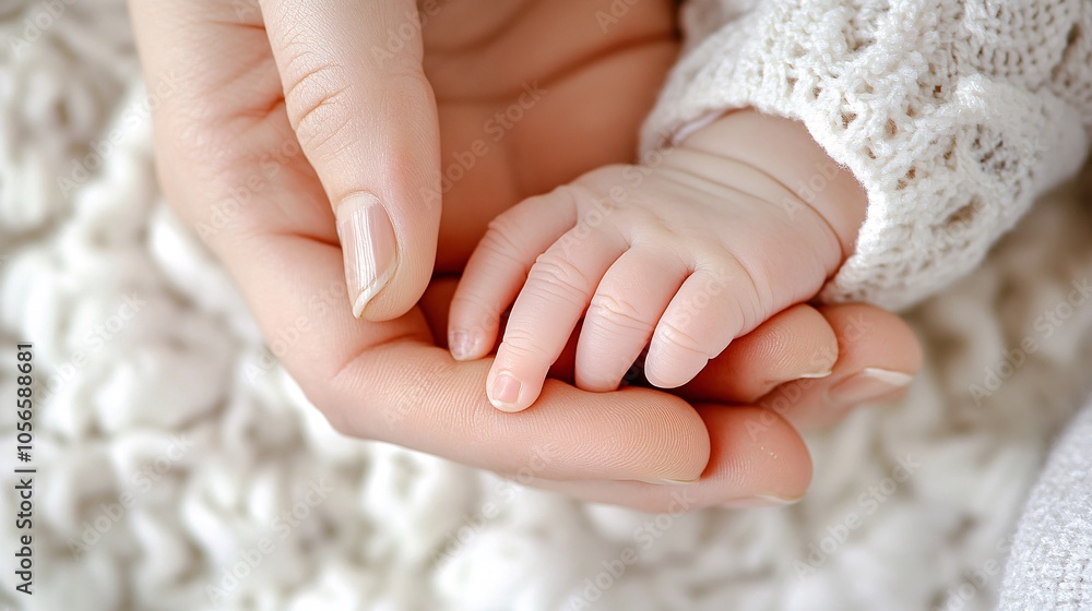 A tender moment showcasing a baby's hand grasping an adult hand, symbolizing love and connection.