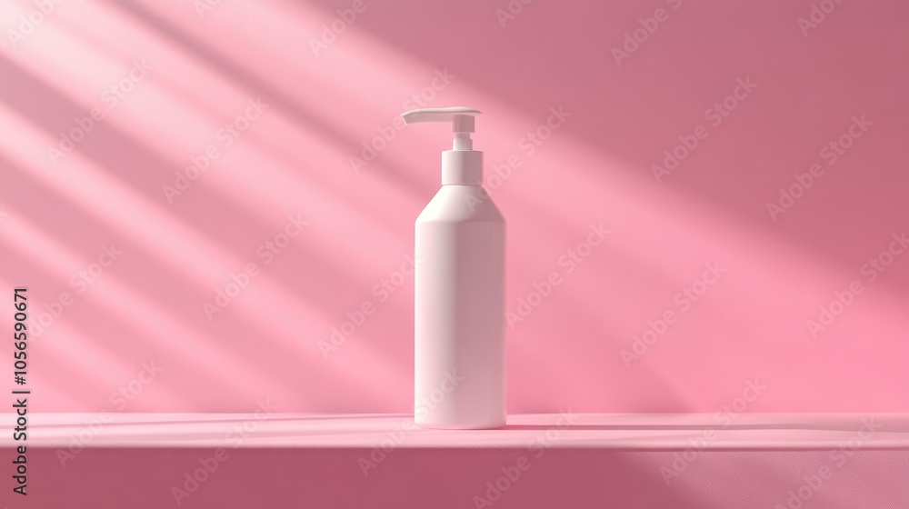 Lotion bottle placed against a pink backdrop Lotion bottle placed against a pink backdrop