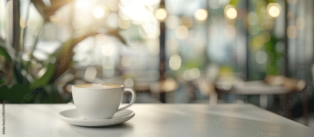 Coffee Cup On The White Table On Blurred Laptop Background For Business Concept Coffee Cup On The White Table On Blurred Laptop Background For Business Concept