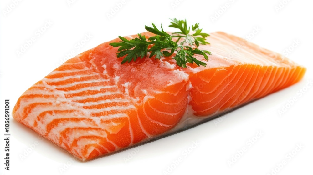 Fresh salmon fillet slice on a white background Fresh salmon fillet slice on a white background