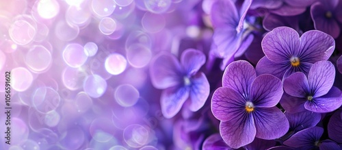 Beautiful Violet Flowers Closeup On A Background Decorated With Restaurant