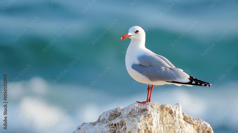 Fototapeta premium Slender Billed Gull Chroicocephalus Genei Abruzzo On The Adriatic Coast