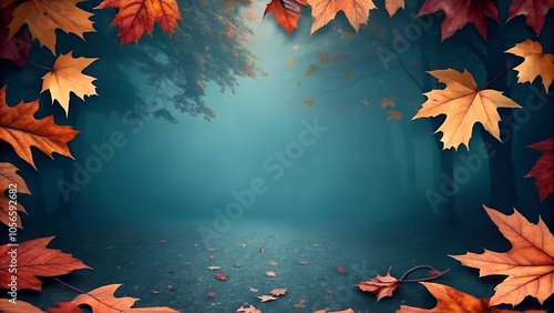 Scenic Transition: Autumn to Winter in Tree-Lined Field with Gradient Sky photo