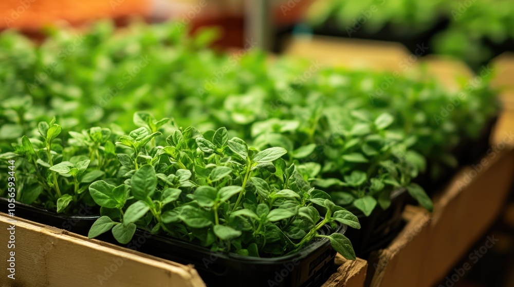 Fresh oregano in a container displayed in a retail environment Herb concept Fresh oregano in a container displayed in a retail environment Herb concept
