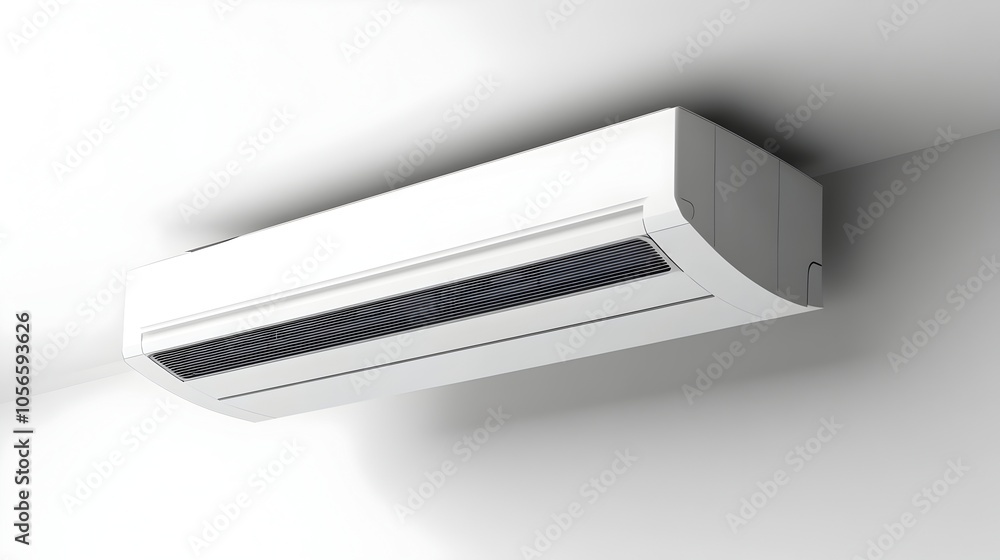 Ceiling-Mounted Ductless Air Conditioning Unit - A Clean and Modern Minimalist Cooling Solution Ceiling-Mounted Ductless Air Conditioning Unit - A Clean and Modern Minimalist Cooling Solution