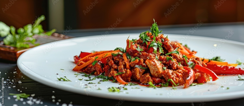 Chilli Con Carne On A White Plate Traditional Mexican Food Chilli Con Carne On A White Plate Traditional Mexican Food