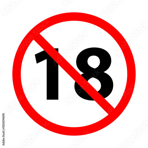 18 plus icon vector under eighteen years prohibition sign, adults only for your web design, logo, infographic, UI. illustration