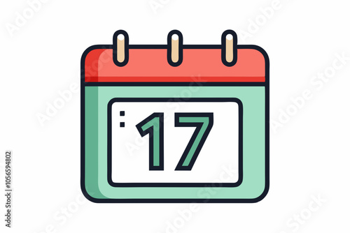 Calendar with 17 day simple icon vector design