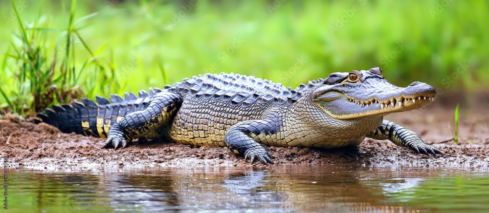 Crocodile Lying Next To The Water Crocodile Lying Next To The Water
