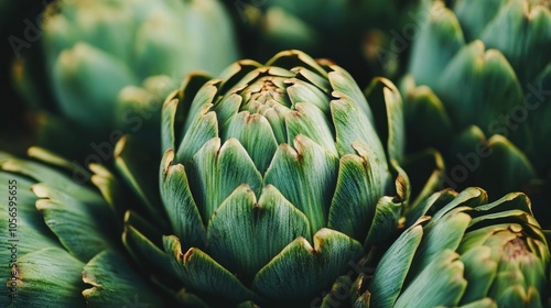 Close up of fresh raw artichokes