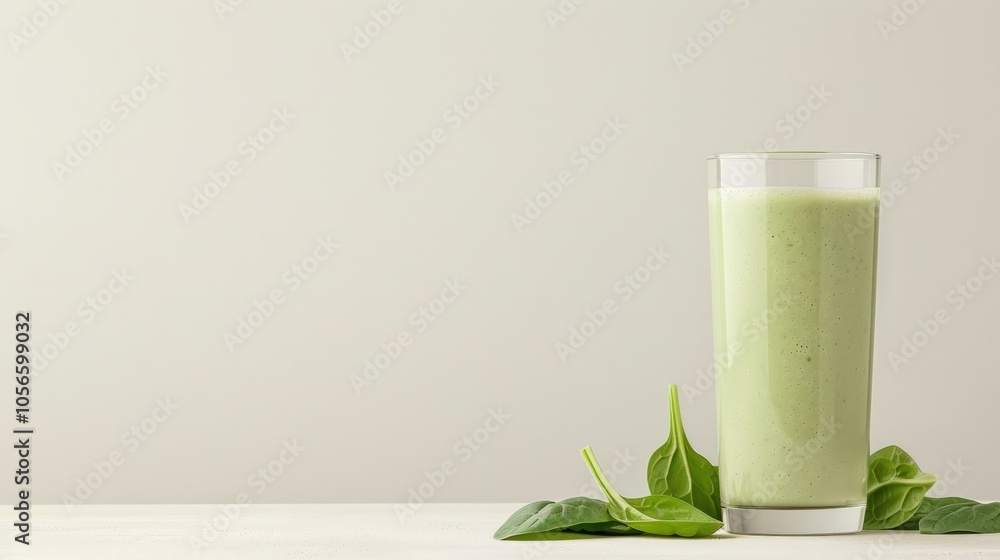 Mango Spinach Smoothie in a glass with fresh mango and spinach leaves, copy space Mango Spinach Smoothie in a glass with fresh mango and spinach leaves, copy space