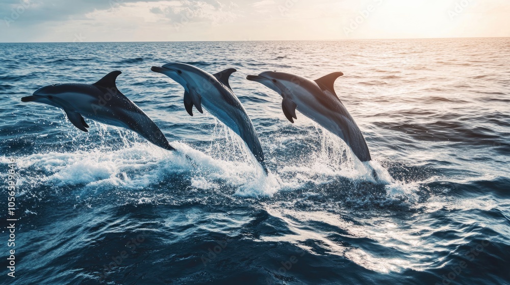 Fototapeta premium Dolphins jumping out of the water